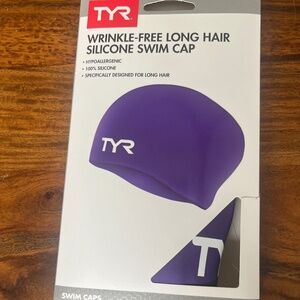 TYR Adult Long Hair Silicone Swim Cap Purple New